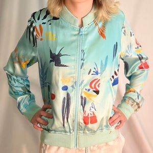 G.Kero French Bomber Jacket Silk Tropical Print 2016 LE Women’s Small